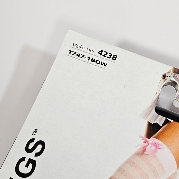 Music Legs Black Horizontal Stripes Thigh Highs Stockings with Bows, One Size - Picture 3 of 5